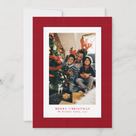 Houndstooth kerst fotokaart feestdagenkaart