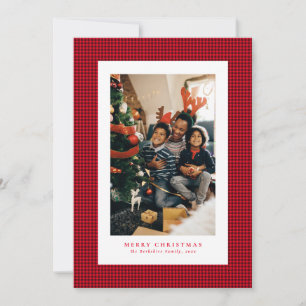 Houndstooth kerst fotokaart feestdagenkaart