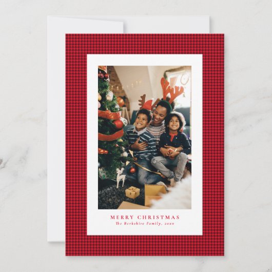 Houndstooth kerst fotokaart feestdagenkaart (Voorkant)