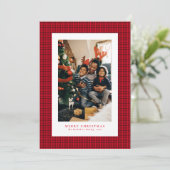 Houndstooth kerst fotokaart feestdagenkaart (Staand voorkant)