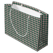Houndstooth Kerst Moderne Vakantie Groen & Roze Groot Cadeauzakje (Achterkant Gekanteld)