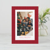 Houndstooth-kerstfotokaart Feestdagenkaart (Staand voorkant)