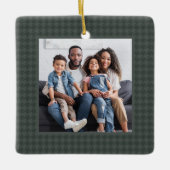 Houndstooth klassiek groen één foto kerst keramisch ornament (Voorkant)