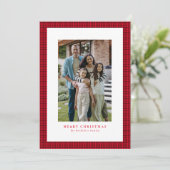 Houndstooth klassiek kerst rood feestdagenkaart (Staand voorkant)