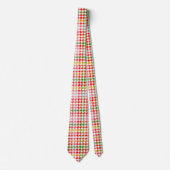 Houndstooth Klassiek Rood Groen Geel Rut Stropdas (Voorkant)