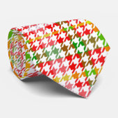 Houndstooth Klassiek Rood Groen Geel Rut Stropdas (Opgerold)