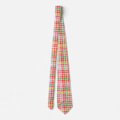 Houndstooth Klassiek Rood Groen Geel Rut Stropdas (Achterkant)