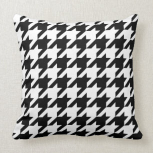 Houndstooth klassiek weven zwart wit patroon kussen