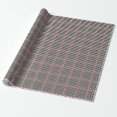 Houndstooth klassieke vakantie zwart rood stijlvol cadeaupapier (Uitgerold)