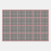 Houndstooth klassieke vakantie zwarte rode coördin inpakpapier vel (Voorkant 2)