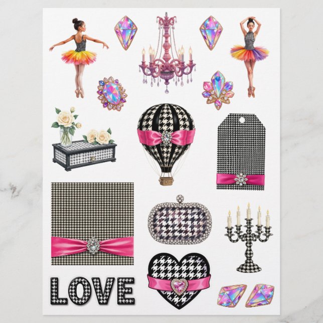 Houndstooth Kunst Scrapbook Papier Uitknipsels (Voorkant)