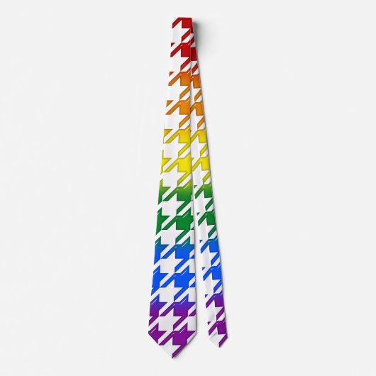 Houndstooth Large Rainbow Bevel Stropdas (Voorkant)