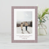 Houndstooth lichte chocolade Cosmos lijst foto Feestdagenkaart (Staand voorkant)