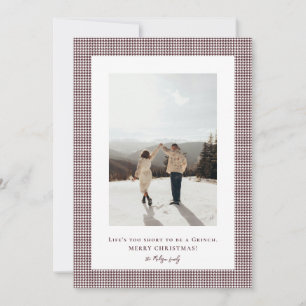 Houndstooth Light Chocolate Cosmos lijst foto Feestdagenkaart