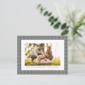 Houndstooth lijst Merry Kerstzwart-wit Feestdagenkaart (Staand voorkant)