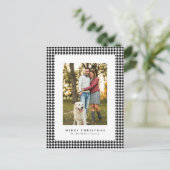 Houndstooth lijst Merry Kerstzwart-wit Feestdagenkaart (Staand voorkant)