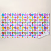 Houndstooth meer kleuren + wit patroon strandlaken (Voorkant)