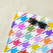 Houndstooth meer kleuren + wit patroon strandlaken (In situ)