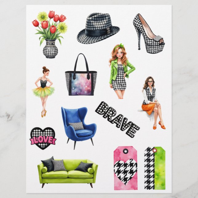 Houndstooth Mode Scrapbook Papieren Uitknipsels (Voorkant)