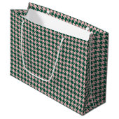 Houndstooth Modern Kerstvakantie Groen & Roze Groot Cadeauzakje (Voorkant Gekanteld)