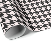 Houndstooth Modern Kerstvakantie Roze Zwart Cadeaupapier (Rol Hoek)