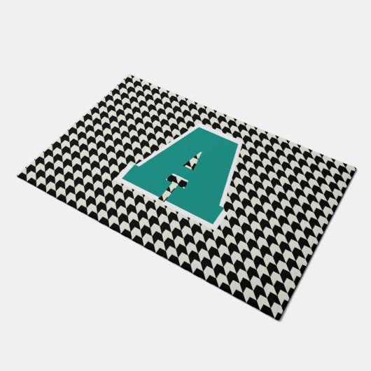 Houndstooth monogram deurmat (Schuin)