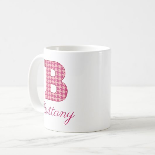 Houndstooth Monogram Letter B Klassieke Mok (Voorkant links)
