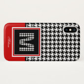 Houndstooth-monogram | Rood Zwart Wit Case-Mate iPhone Case (Achterkant (horizontaal))