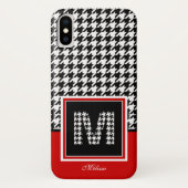 Houndstooth-monogram | Rood Zwart Wit Case-Mate iPhone Case (Achterkant)