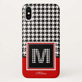 Houndstooth-monogram | Rood Zwart Wit Case-Mate iPhone Case