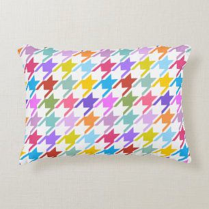 Houndstooth Multicolor + White Big Pattern Accent Kussen