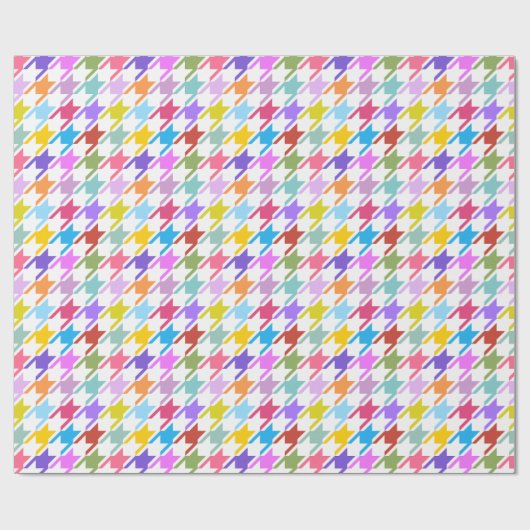 Houndstooth Multicolor + White Big Pattern Cadeaupapier (Vlak)