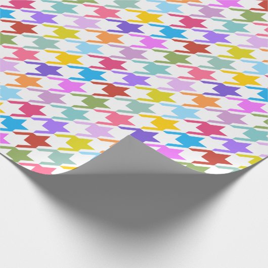 Houndstooth Multicolor + White Big Pattern Cadeaupapier (Hoek)