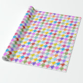 Houndstooth Multicolor + White Big Pattern Cadeaupapier (Uitgerold)