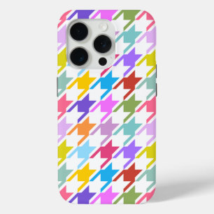 Houndstooth Multicolor + White Big Pattern iPhone 15 Pro Case