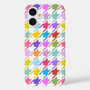 Houndstooth Multicolor + White Big Pattern iPhone 16 Hoesje