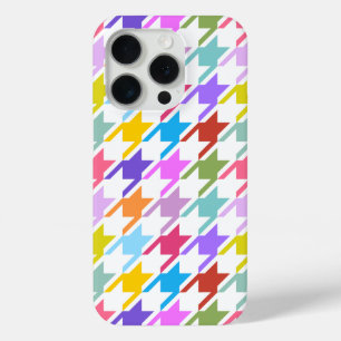 Houndstooth Multicolor + White Big Pattern iPhone 15 Pro Case