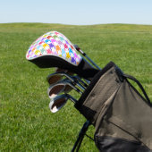 Houndstooth Multicolor + White Big Pattern Golfheadcover (Insitu)