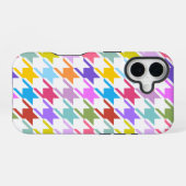 Houndstooth Multicolor + White Big Pattern iPhone 16 Hoesje (Achterkant horizontaal)