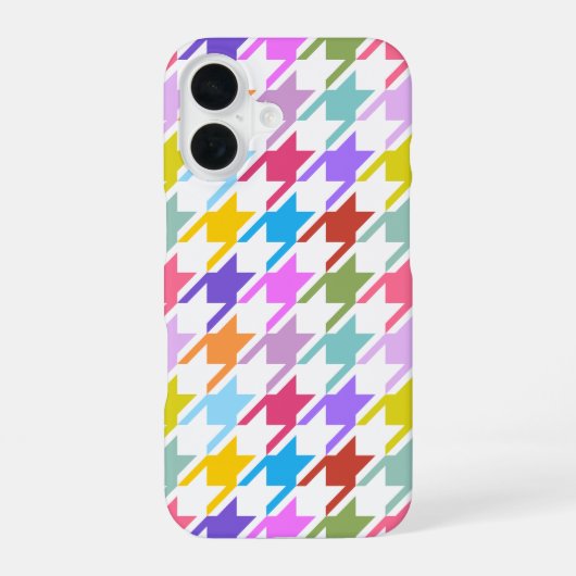 Houndstooth Multicolor + White Big Pattern iPhone 16 Hoesje (Achterkant)