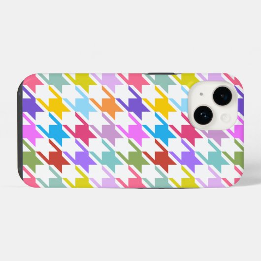 Houndstooth Multicolor + White Big Pattern iPhone Hoesje (Achterkant horizontaal)