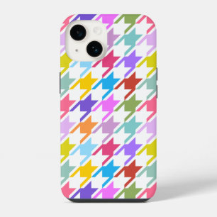 Houndstooth Multicolor + White Big Pattern iPhone 14 Hoesje