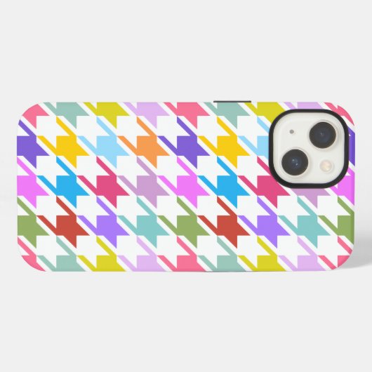 Houndstooth Multicolor + White Big Pattern iPhone Hoesje (Achterkant horizontaal)