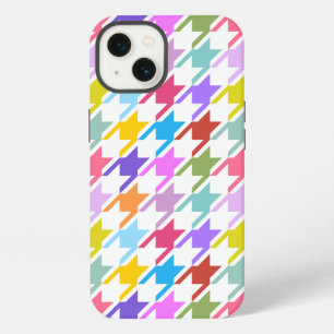 Houndstooth Multicolor + White Big Pattern iPhone 13 Hoesje