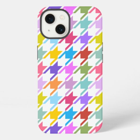 Houndstooth Multicolor + White Big Pattern iPhone Hoesje (Achterkant)