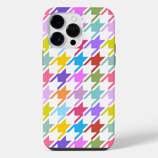 Houndstooth Multicolor + White Big Pattern iPhone Hoesje (Achterkant)
