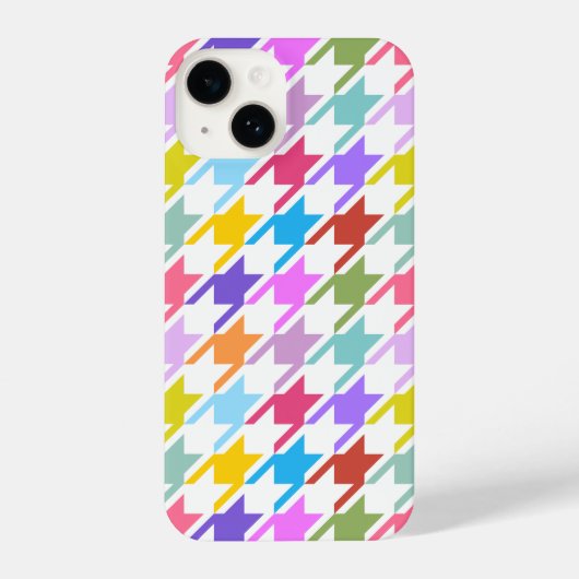 Houndstooth Multicolor + White Big Pattern iPhone Hoesje (Achterkant)