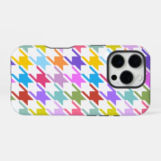 Houndstooth Multicolor + White Big Pattern iPhone Hoesje (Achterkant horizontaal)