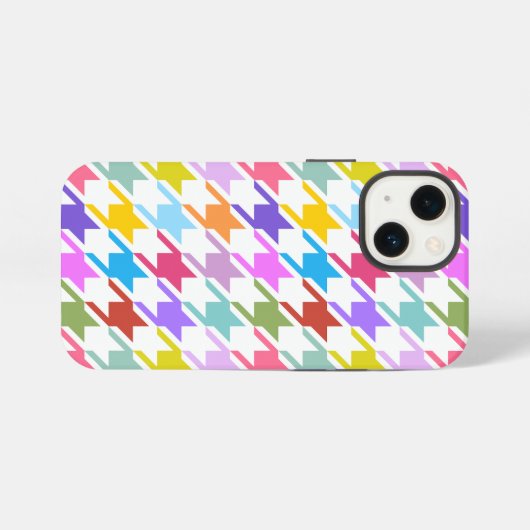 Houndstooth Multicolor + White Big Pattern iPhone Hoesje (Achterkant horizontaal)