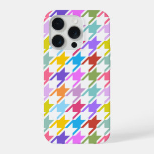 Houndstooth Multicolor + White Big Pattern iPhone 15 Pro Case